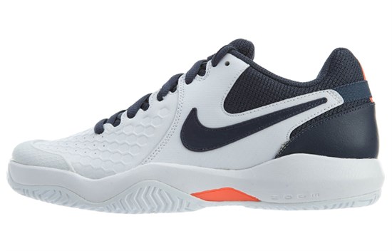 Nike Air Zoom Resistance Cushioning, Slip Resistant, And Abrasion Resistant Low Top Tennis Shoes Men's White Blue 918194-148 - фото 577289