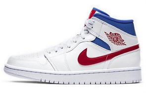 Jordan 1 Mid White Red Royal Women's BQ6472-164