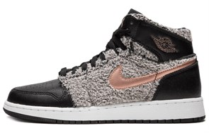 JORDAN 1 Retro High Fleece Black Metallic Red Bronze GS 332148-022