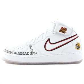 Nike Air Force 1 Wear Resistant Mid Top Basketball Shoes Men's White Red 309955-111