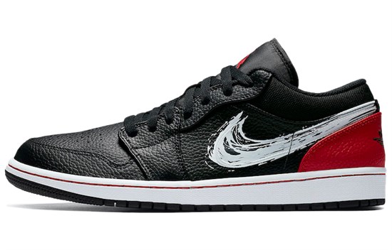 Jordan 1 Low Brushstroke Swoosh Black DA4659-001 - фото 485451