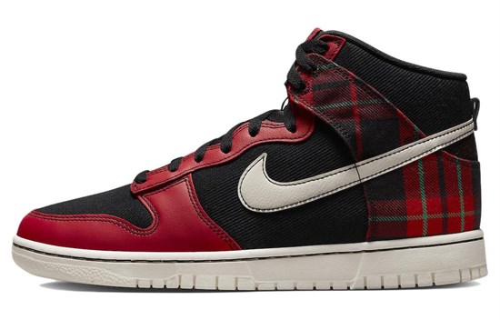 Nike Dunk High Se Tartan Plaid Black University Red DV0826-001 - фото 529299