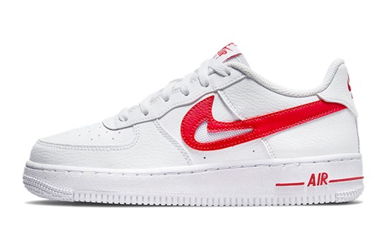 Nike Air Force 1 Low White Red Cut Out Swoosh GS DR7970-100 - фото 544655