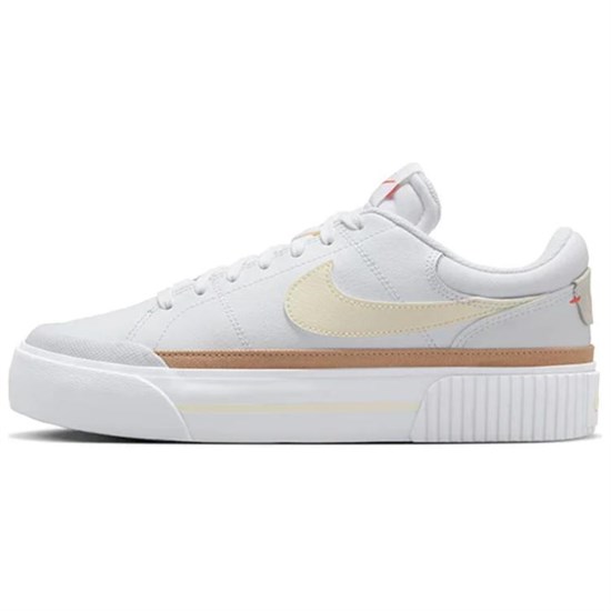 Nike Court Legacy Anti Slip Wear Resistant Low Top Skateboard Shoes Women's White Yellow DM7590-106 - фото 552646