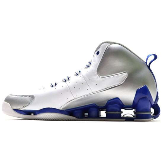 Nike Shox VC III Cushioning Slip Resistant And Abrasion Resistant Mid Top Basketball Shoes Men's White Silver Blue pz--8409895810459473892 - фото 628259