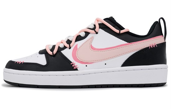 Nike Court Borough Non slip Lightweight Low Top Skateboard Shoes GS Black Pink pz--2265394118001591523 - фото 631106