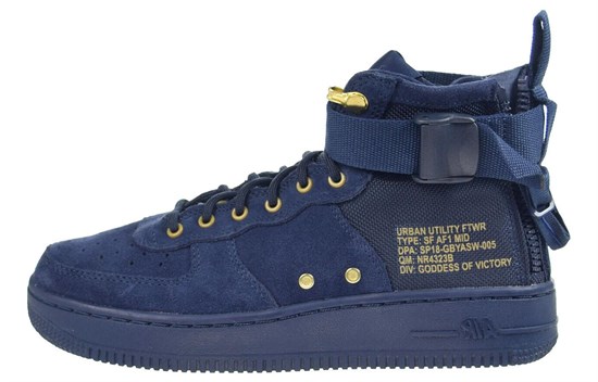 Nike SF Air Force 1 Mid Obsidian Metallic Gold aj0424-400 - фото 632725