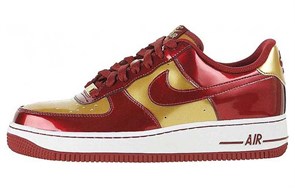 Nike Air Force 1 Slip Resistant Cushioning Low Top Skateboard Shoes Men's Red Gold 573979-700