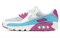 Nike Air Max 90 White Vivid Pink Light Blue Fury Women's CT1030-001 - фото 629827